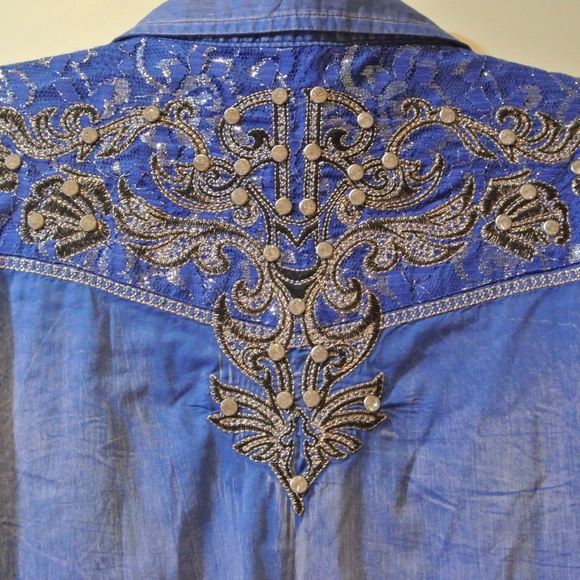 WOMENS XL ROAR PURPLE PEARL SNAP WESTERN SHIRT - Picture 7 of 7